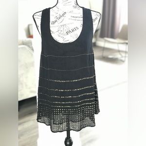 Paige Silk Sleeveless Blouse - Gold Beaded Detail